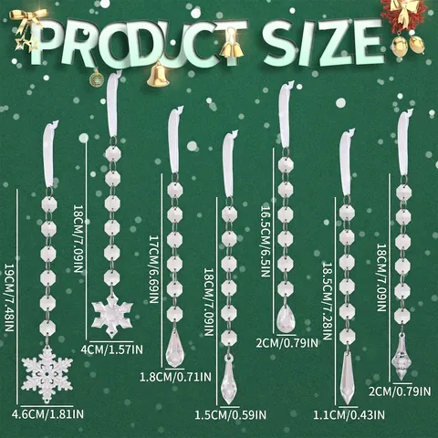 Adornos de Navidad de Acrílico Transparente Copos de Nieve Colgantes Cristal Gota de Agua Cono de Hielo Decoraciones para Hogar Fiesta