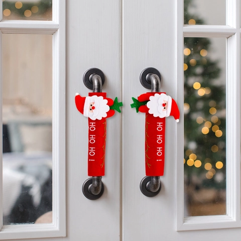 Set Copri Maniglia Frigorifero Natale Babbo Natale Pupazzo di Neve Renna Motivo Panno Protezione Cucina Arredamento