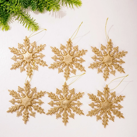 3D Fiocco di Neve Glitterato Ornamenti Natalizi in Plastica PVC Decorazioni Appese per Albero di Natale Festa Casa Decorazioni