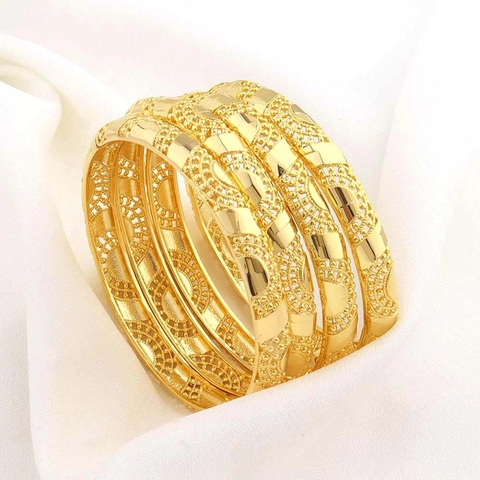 Dubai Verguld Koperen Armband Vrouwen Vintage Opengewerkt Filigraan Midden Oosten Bruidssieraden Accessoire Cadeau