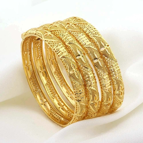 Luxe 18K Vergulde Koperen Armband Opengewerkte Bloem Geometrische Dubai Bruid Bruiloft Sieraden Verstelbare Bangle Voor Vrouwen