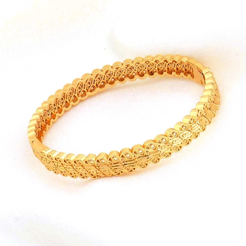 Dubai 24K Verguld Koperen Armring Armband Voor Vrouwen Etnische Opengewerkte Bloemen Gegraveerde Midden-Oosten Bruiloft Sieraden