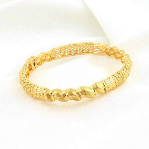 Luxe 18K Vergulde Koperen Hol Gedraaide Armring Voor Vrouwen Midden-Oosten Dubai Stijl Etnische Sieraden Banket Bruiloft Sieraden