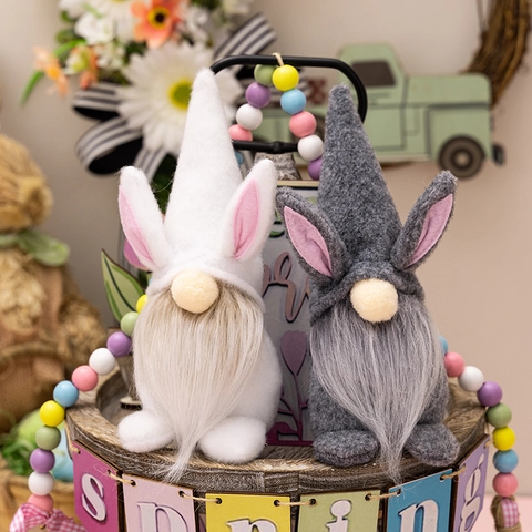 Pasen Konijnenoren Kabouter Pluche Gezichtsloze Pop Ornament Handgemaakte Rudolph Figuur Lente Huis Feest Decoratie Cadeau