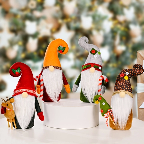 Decorazioni Gnomo di Natale Bambola Rudolph Senza Volto Ornamenti in Tessuto di Poliestere Peluche Tomte per Decorazioni da Tavola