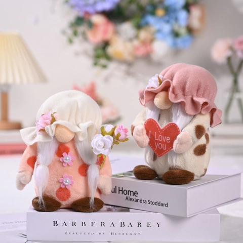 Bambola di Peluche Gnomo per la Festa della Mamma Con Cuore Fiore Rudolph Bambola Senza Volto Stile Nordico Decorazione Casa Regalo Mamma
