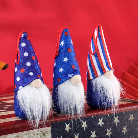 Gnomi del Giorno dell'Indipendenza USA Ornamenti Patriotici Bambola Senza Volto Decorazioni Appese Rosso Bianco Blu Stelle Strisce Peluche