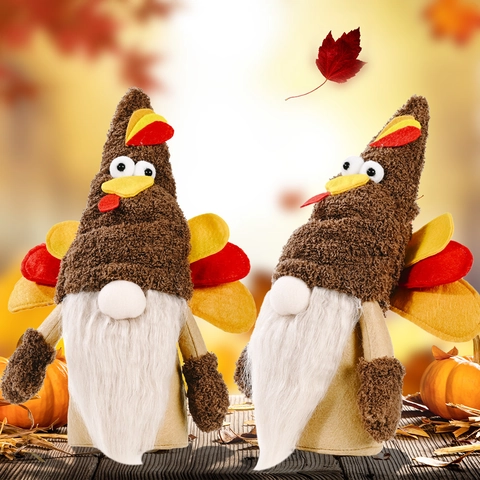 Thanksgiving Kalkoen Rudolph Kabouter Pop Gezichtsloze Pluche Kalkoen Figuur Ornament Voor Herfst Huis Tafel Decor Kind Cadeau