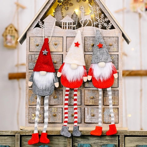 Gnomi di Natale Decorazione Pendente Ornamento Tomte Svedese Gambe Lunghe Bambola Gonk per Albero di Natale Casa