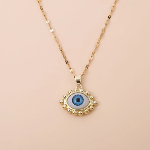 18K Gold Plated Copper Evil Eye Pendant Necklace For Women Rhinestone Zircon Turkish Blue Eye Bohemian Jewelry Necklaces