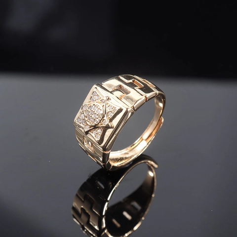 Herren Kupfer Vergoldet Zirkonia Verstellbar Ring Minimalistisch Geometrisch Punk Hip Hop Finger Schmuck Fingerring Geschenk