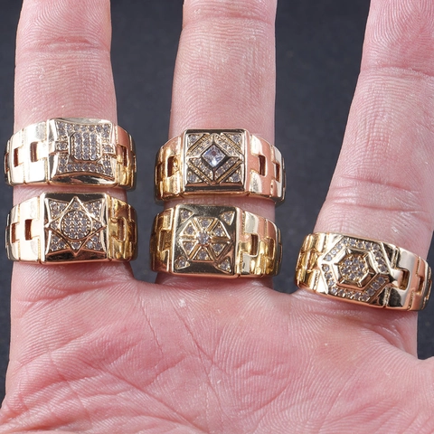 Herren Kupfer Vergoldet Zirkonia Verstellbar Ring Minimalistisch Geometrisch Punk Hip Hop Finger Schmuck Fingerring Geschenk