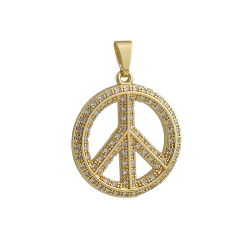 Ciondoli in Rame con Segno della Pace e Mezzaluna in Zirconia Micro Pavé Oro Argento Accessori per Gioielli Fai da Te