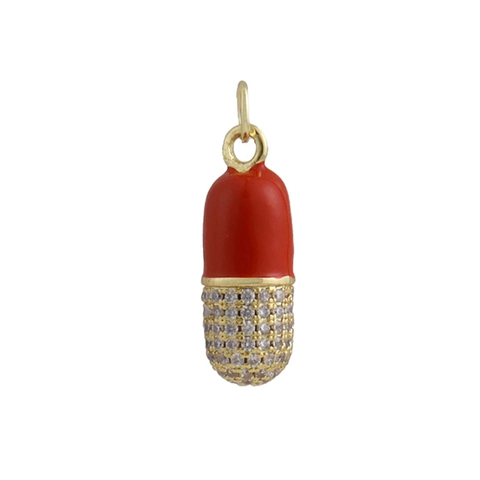 Fashion Creative Capsule Pill Pendant Copper Gold Plated Enamel Rhinestone Inlaid DIY Charms For Jewelry Making Women Gift