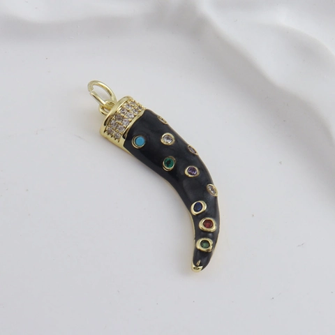 Pendentifs de Bijoux DIY à la Mode pour Femmes en Cuivre Plaqué Or Émail Strass Soleil Cœur Étoile Corne Italienne Breloques pour Bracelet Collier Boucle d'Oreille Accessoires de Fabrication de Bijoux