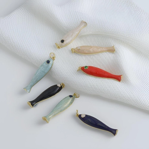 Mendaglioli in Rame Smaltato a Forma di Pesce per Creazione Gioielli DIY Collana Bracciale Accessori Decorazione Zaino