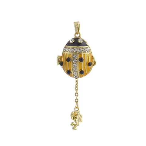 Ciondolo Pendente a Forma di Uovo in Stile Russo Faberge Con Angelo Fascino Rame Strass Fai-da-te Pasqua Coccinella Ciondolo