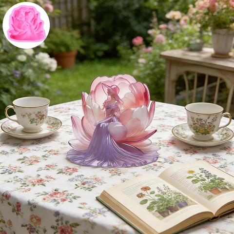 3D Lotus Flower Elegant Woman Silicone Mold For DIY Scented Candle Resin Craft Soap Plaster Handmade Home Decor Crafting Tool
