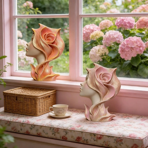 Elegantes Frauenprofil Rose Silikonform Künstlerisch 3D Relief DIY Handgemachte Kerze Harz Handwerk Seife Kuchenform