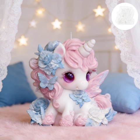3D Unicorn Silicone Mold With Flower Butterfly Design For DIY Scented Candle Resin Craft Making Handmade Aromatherapy Plaster Mold