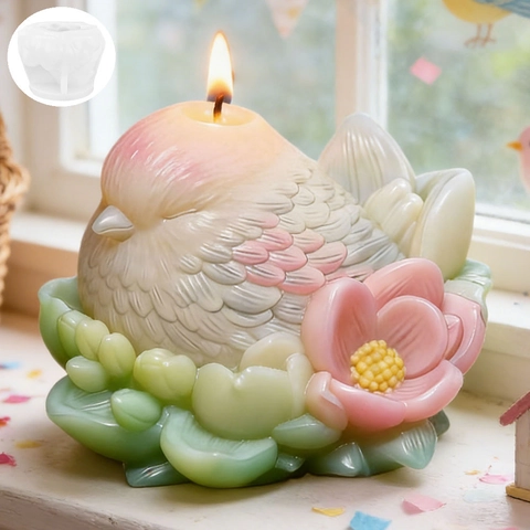 Vogel Auf Blume Silikonform Für DIY Duftkerze Gips Harz Handwerk Süße Vogelform Seife Schokolade Backen Kuchenform