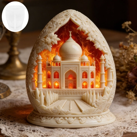 DIY Taj Mahal Ei Architektur Silikonform 3D Relief Burg Muster Für Duftkerze Aromatherapie Stein Handwerk Herstellung