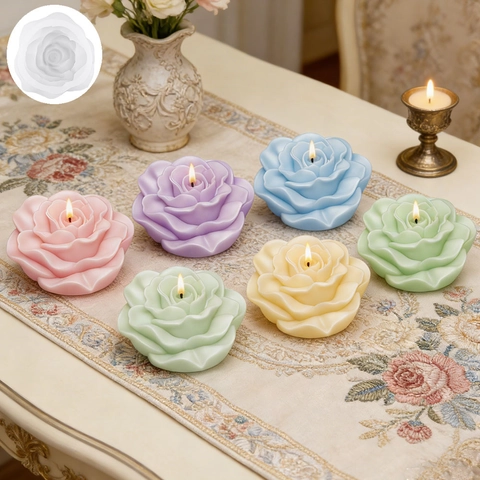 3D Rose Flower Shape Silicone Mold For DIY Handmade Scented Candle Plaster Craft Aromatherapy Stone Making Tools Decor