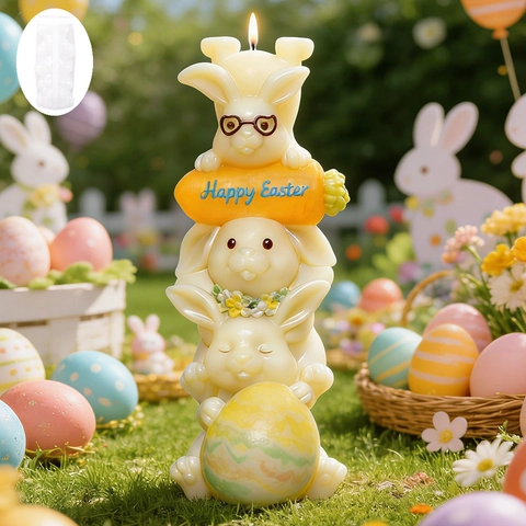 Easter Stacked Bunny Rabbit Silicone Mold For DIY Aroma Candle Plaster Resin Craft Happy Easter Bunny Carrot Egg Mold