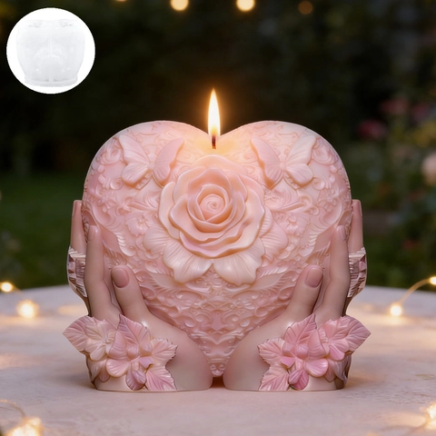 Valentinstag Herzform Rose Relief Hände Silikonform Für DIY Aromatherapie Kerze Handgemachte Seife Gips Home Dekoration