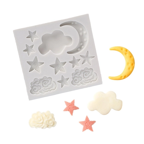 Stampo in Silicone Luna Stella Nuvola Per DIY Cioccolato Mousse Dessert Decorazione Sugarcraft Strumento Flessibile Alimentare