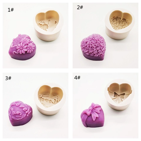 Herzförmige Rose Blume Schleife Silikonform Für Handgemachte Seife Kerze Mousse Kuchen Schokolade DIY Backen Handwerk Werkzeuge