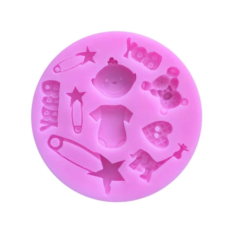 Baby Shower Theme Silicone Fondant Mold Set Rocking Horse Feet Bottle Shape Cake Decoration DIY Chocolate Baking Tools