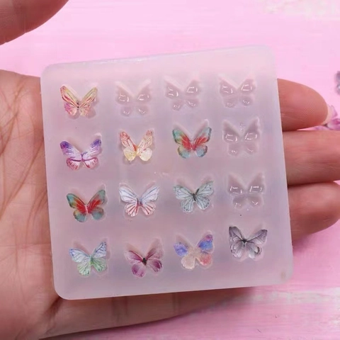 Molde de Silicona de Mariposa de 16 Cavidades Grado Alimenticio DIY Resina Epoxi Arcilla Fondant Decoración de Pasteles Uñas