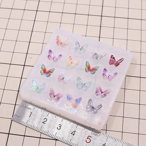Molde de Silicona de Mariposa de 16 Cavidades Grado Alimenticio DIY Resina Epoxi Arcilla Fondant Decoración de Pasteles Uñas