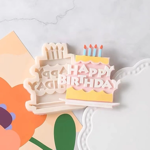 Φόρμα Σιλικόνης με Γράμματα Happy Birthday για Κέικ Φοντάν Σοκολάτα Διακόσμηση Ζαχαροπλαστικής DIY Σπίτι Κουζίνα