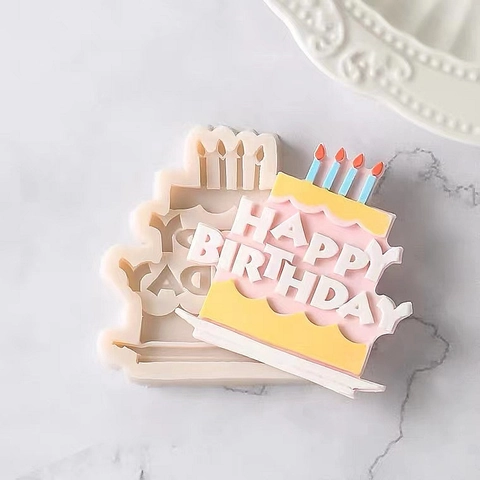 Φόρμα Σιλικόνης με Γράμματα Happy Birthday για Κέικ Φοντάν Σοκολάτα Διακόσμηση Ζαχαροπλαστικής DIY Σπίτι Κουζίνα