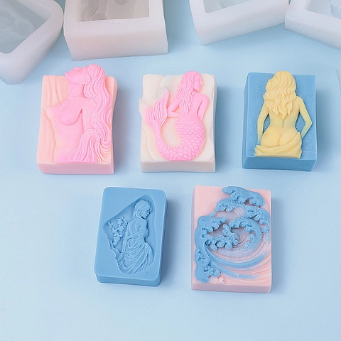 Meerjungfrau Menschliches Relief Silikonform Für DIY Kerze Seife Gips Ornament Backwerkzeug Weiß Modern Minimalistisch Design