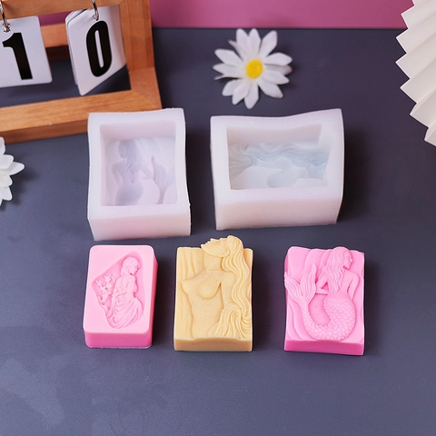 Meerjungfrau Menschliches Relief Silikonform Für DIY Kerze Seife Gips Ornament Backwerkzeug Weiß Modern Minimalistisch Design
