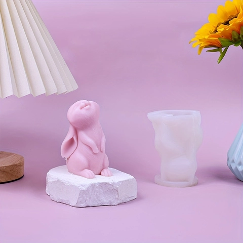 3D Konijn Siliconen Vorm Voor DIY Handgemaakte Kaars Zeep Gips Ornament Dierlijke Vorm Geurende Was Hars Gieten Craft Tool
