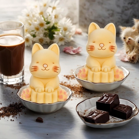 3D Cartoon Cat Silicone Mold For DIY Ice Cube Mousse Cake Cheese Chocolate Ice Cream Baking Decoration Tool Kitchen Accessory