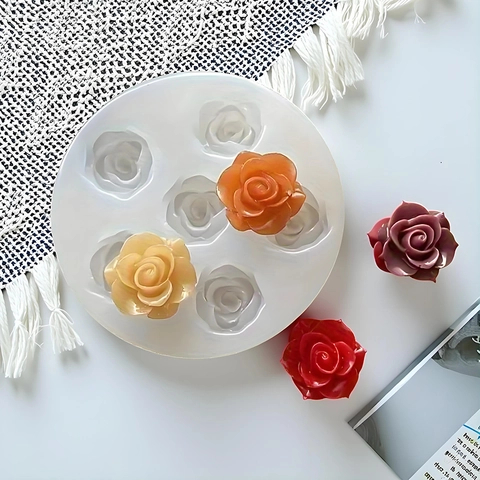 6-Loch Rosenblüten Silikonform Flexible Backform Für Kuchen Schokolade Seife Kerze Harz Handwerk DIY Handgefertigtes Tool