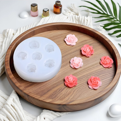 6-Loch Rosenblüten Silikonform Flexible Backform Für Kuchen Schokolade Seife Kerze Harz Handwerk DIY Handgefertigtes Tool
