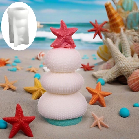 Stampo in Silicone 3D Tema Oceano Riccio di Mare Stella Marina per Candela Profumata Fai Da Te Gesso Aromaterapia Torta