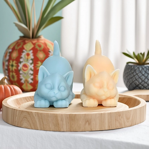 3D Cute Cat Silicone Mold For DIY Scented Candle Gypsum Plaster Chocolate Cake Soap Making Manual Craft Tools Home Decor