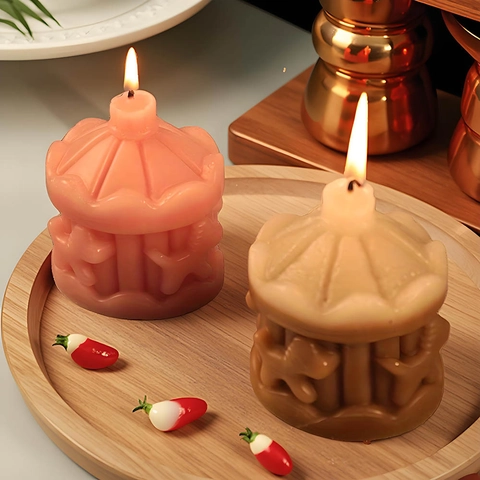 Stampo in Silicone a Giostra 3D Fai da Te Candela Aromatica Gesso Sapone Resina Artigianato Moderno Bianco Stampo per Cottura