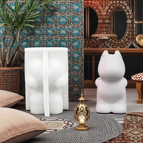 3D Rabbit Silicone Mold For DIY Aromatherapy Candle Plaster Ornaments Standing Jumping Bunny Shape Baking Cake Decorating Mold