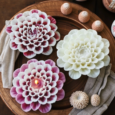 3D Dahlia Flower Shaped Silicone Mold For Candle Soap Plaster Making DIY Floral Craft Home Decor Baking Tool Kitchen Accessories