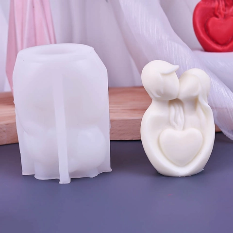 3D Romantisches Küssendes Paar Silikonform Umarmende Liebhaber Herzform DIY Form Für Kerzen Gips Harz Basteln Valentinstag Geschenk