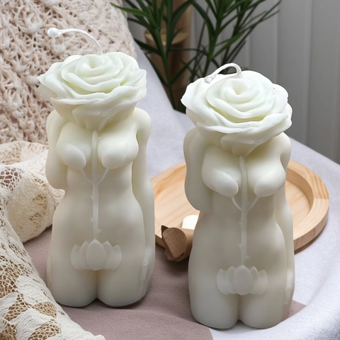 3D Body Rose Flower Silicone Mold DIY Human Torso Floral Candle Plaster Ornament Resin Casting Art Baking Tool