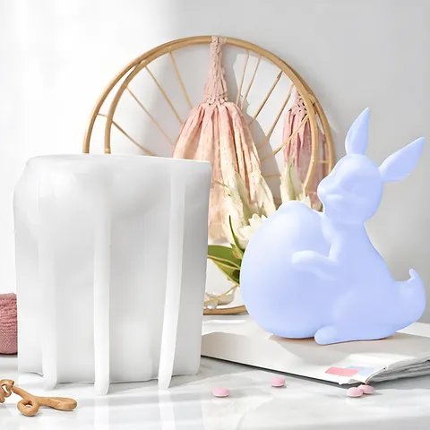 3D Rabbit Holding Egg Silicone Mold For Easter Candle Aromatherapy Plaster DIY Handmade Baking Cake Mold Home Decor Gift